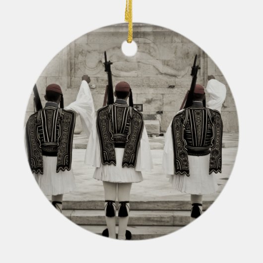 ギリシャのアテネの名誉警備員のヴィンテージ写真 セラミックオーナメント (裏面)