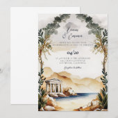 ギリシャのアテネの結婚式の招待状 招待状 (正面/裏面)