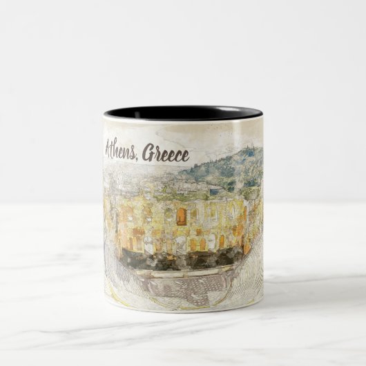 ギリシャのアテネ,ヘロディオンの古代劇場 ツートーンマグカップ (中央)