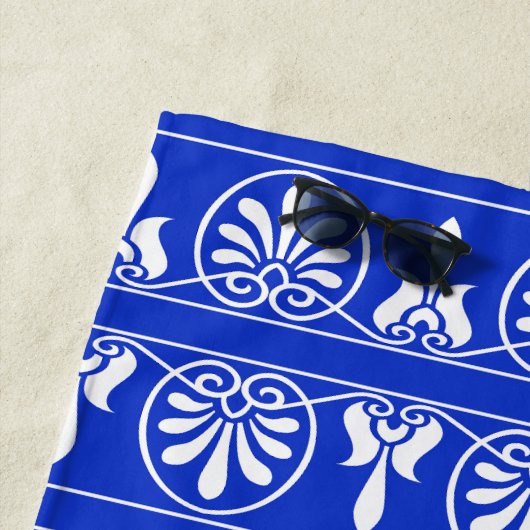 ギリシャのアラベスク地中海の様式の青 ビーチタオル (インサイチュ)