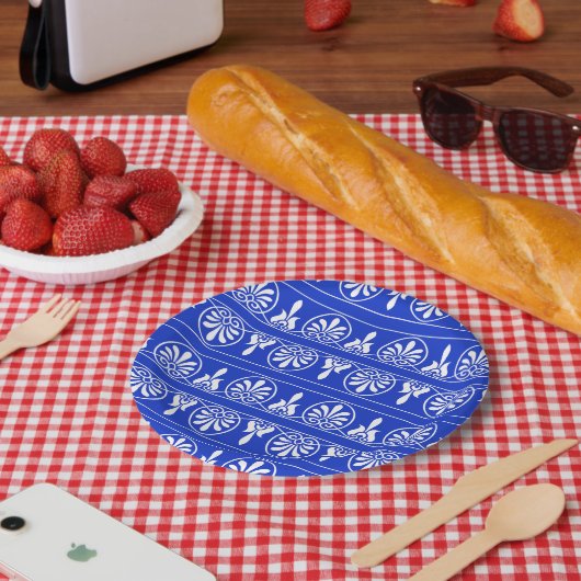 ギリシャのアラベスク地中海の様式の青 ペーパープレート (ピクニック)