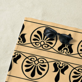 ギリシャのアラベスク地中海の様式ブラウン ビーチタオル