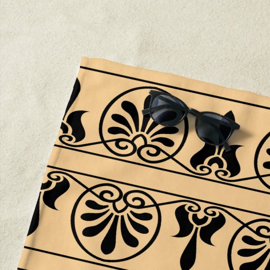 ギリシャのアラベスク地中海の様式ブラウン ビーチタオル (インサイチュ)