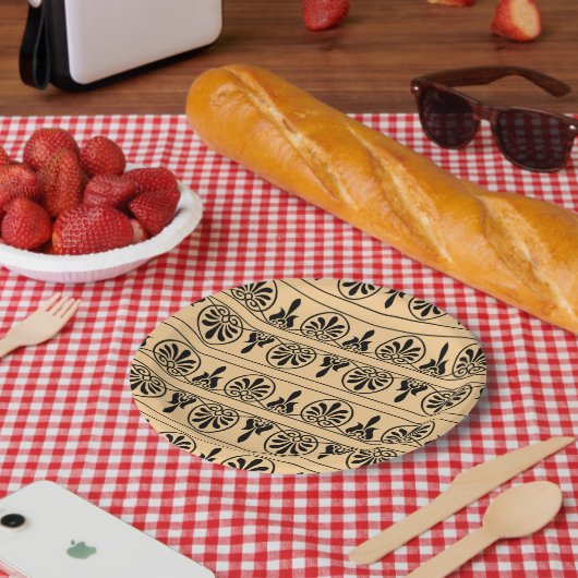 ギリシャのアラベスク地中海の様式ブラウン ペーパープレート (ピクニック)