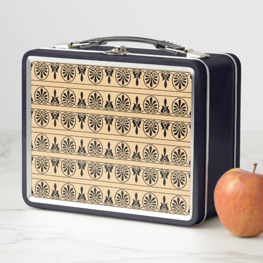 ギリシャのアラベスク地中海の様式ブラウン メタルランチボックス (インサイチュ)