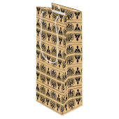 ギリシャのアラベスク地中海の様式ブラウン ワインギフトバッグ (正面アングル)