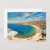 ギリシャのイオス島にある砂のビーチミロポタス ポストカード (正面/裏面)