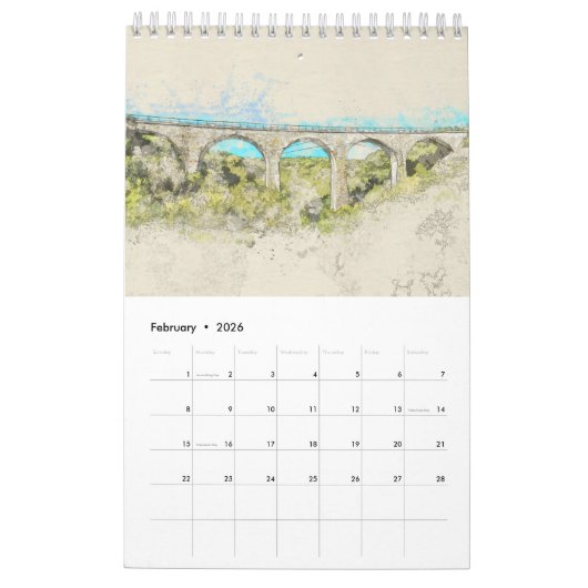 ギリシャのイメージのスケッチ カレンダー (2月 2026)