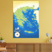 ギリシャのイラスト地図 キャンバスプリント (インサイチュ (リビング))