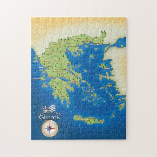 ギリシャのイラスト地図 ジグソーパズル (縦)
