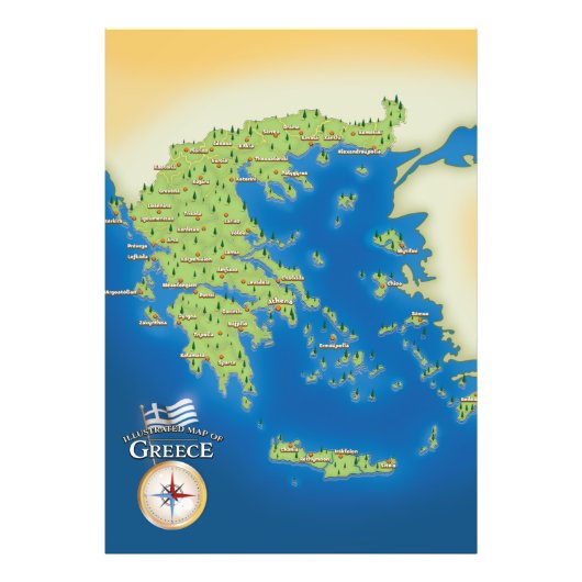 ギリシャのイラスト地図 フォトプリント            (正面)