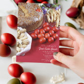 ギリシャのイースターをお祝いしよう！ツーレキのパンを添えたカード 招待状