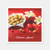 ギリシャのイースターバクラバと卵とユリの招待状 スタンダードカクテルナプキン (正面)