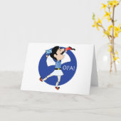 ギリシャのエブゾーン踊り国旗OPA! カード (黄色い花)