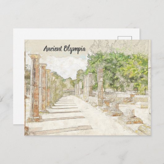 ギリシャのエリス、古代オリンピア ポストカード (正面/裏面)