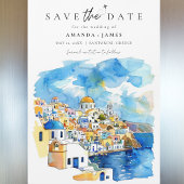 ギリシャのエレガントな目的地ウェディングの「Save the Date」 マグネット招待状