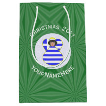 ギリシャのエンジェルブラックヘアクリスマスパーソナライズされた国旗