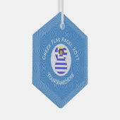 ギリシャのエンジェルブラックヘアハヌカーパーソナライズされた国旗 ガラスオーナメント (正面右)