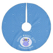 ギリシャのエンジェルブラックヘアハヌカーパーソナライズされた国旗 ブラッシュドポリエステルツリースカート (正面)