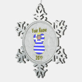 ギリシャのエンジェル国旗の白髪 スノーフレークピューターオーナメント (右)