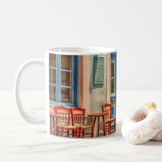 ギリシャのカフェの前 コーヒーマグカップ (ドーナツ)