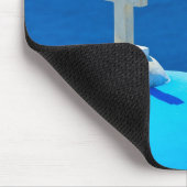 ギリシャのキクラデス諸島の島、Santorini、Oiaの教会 マウスパッド (コーナー)