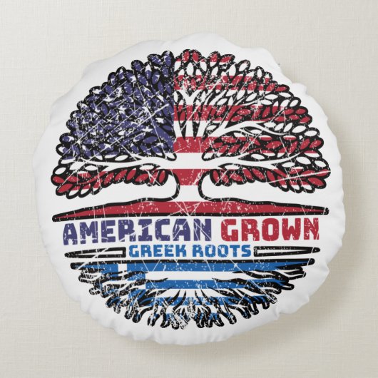 ギリシャのギリシャのアメリカ合衆国アメリカ合衆国の統一された州ツリー ラウンドクッション (裏面)