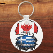 ギリシャのギリシャのカナダの木のルーツ国旗 キーホルダー (正面)