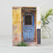 ギリシャのギリシャのブルードアカントリー素朴招待状 招待状 (スタンド正面)