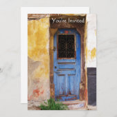 ギリシャのギリシャのブルードアカントリー素朴招待状 招待状 (正面/裏面)