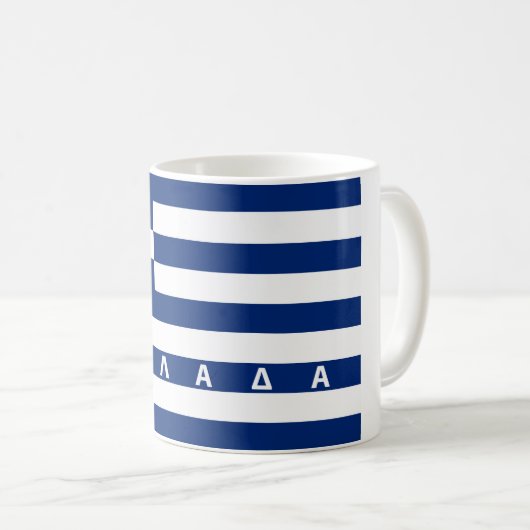 ギリシャのギリシャの旗の国のelladaの文字の名前 コーヒーマグカップ (正面右)