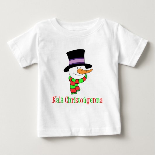 ギリシャのクリスマス雪だるま ベビーTシャツ (正面)