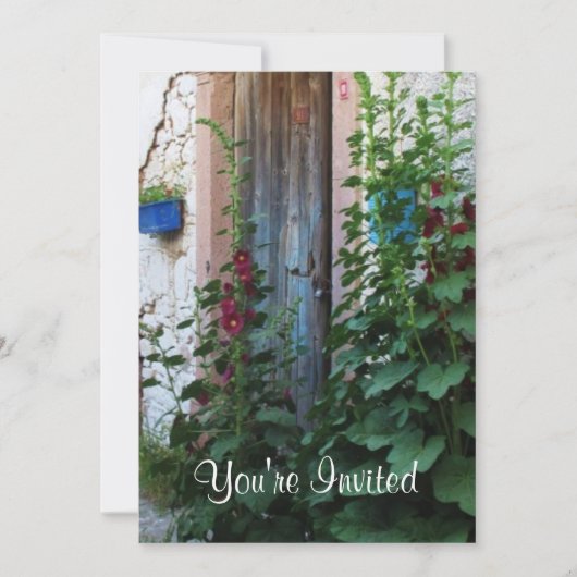 ギリシャのクレタ島の美しい古い青いドア 招待状 (正面)