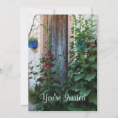 ギリシャのクレタ島の美しい農村の古い青いドア 招待状 (正面)