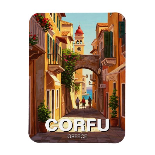 ギリシャのコルフ島の旅 マグネット (縦)