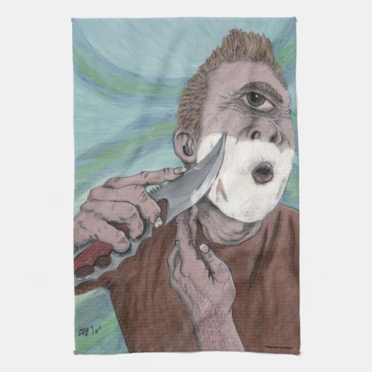 ギリシャのサイクロプスナイフシェービングファンタジーアートタオル キッチンタオル (縦)