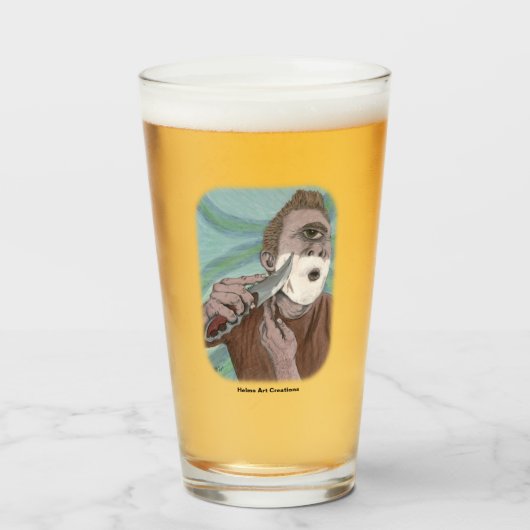 ギリシャのサイクロプスナイフ削りファンタジーアートガラス杯 タンブラーグラス (ドリンク正面)