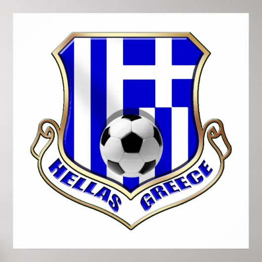 ギリシャのサッカーシールド – ヘラスバッジ ポスター (正面)