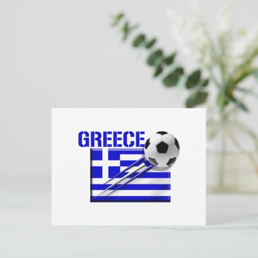 ギリシャのサッカーロゴギリシャ国旗のサッカーのギフト ポストカード (スタンド正面)