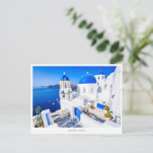 ギリシャのサントリーニにあるオイアラブルー教会 シーズンポストカード (スタンド正面)