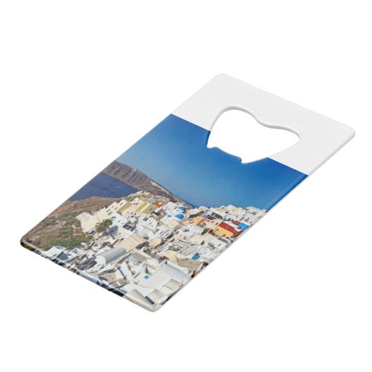 ギリシャのサントリーニにある素晴らしいオイア クレジットカード栓抜き (正面アングル)