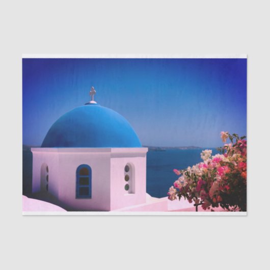 ギリシャのサントリーニの画像を使用したティッシュギフト紙 薄葉紙 (正面)
