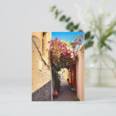 ギリシャのサントリーニの美しい路地 シーズンポストカード (スタンド正面)