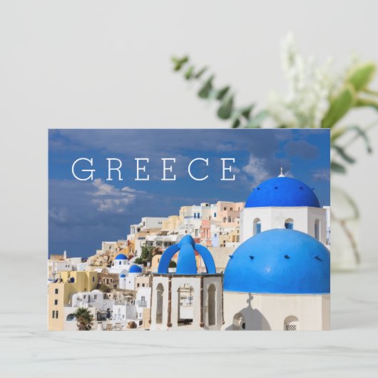 ギリシャのサントリーニの街並み サンキューカード (スタンド正面)