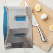 ギリシャのサントリーニ島の教会 キッチンタオル (四つ折り)