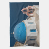 ギリシャのサントリーニ島の教会 キッチンタオル (縦)