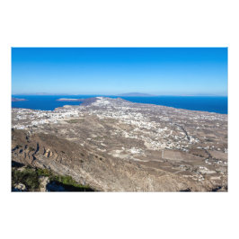 ギリシャのサントリーニ島の鳥瞰図 フォトプリント           