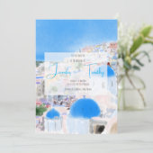 ギリシャのサントリーニ島フィア島での結婚式 招待状 (スタンド正面)