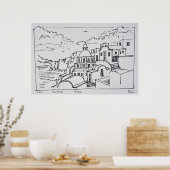 ギリシャのサントリーニ島フィラ ポスター (キッチン)