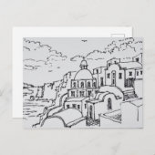 ギリシャのサントリーニ島フィラ ポストカード (正面/裏面)